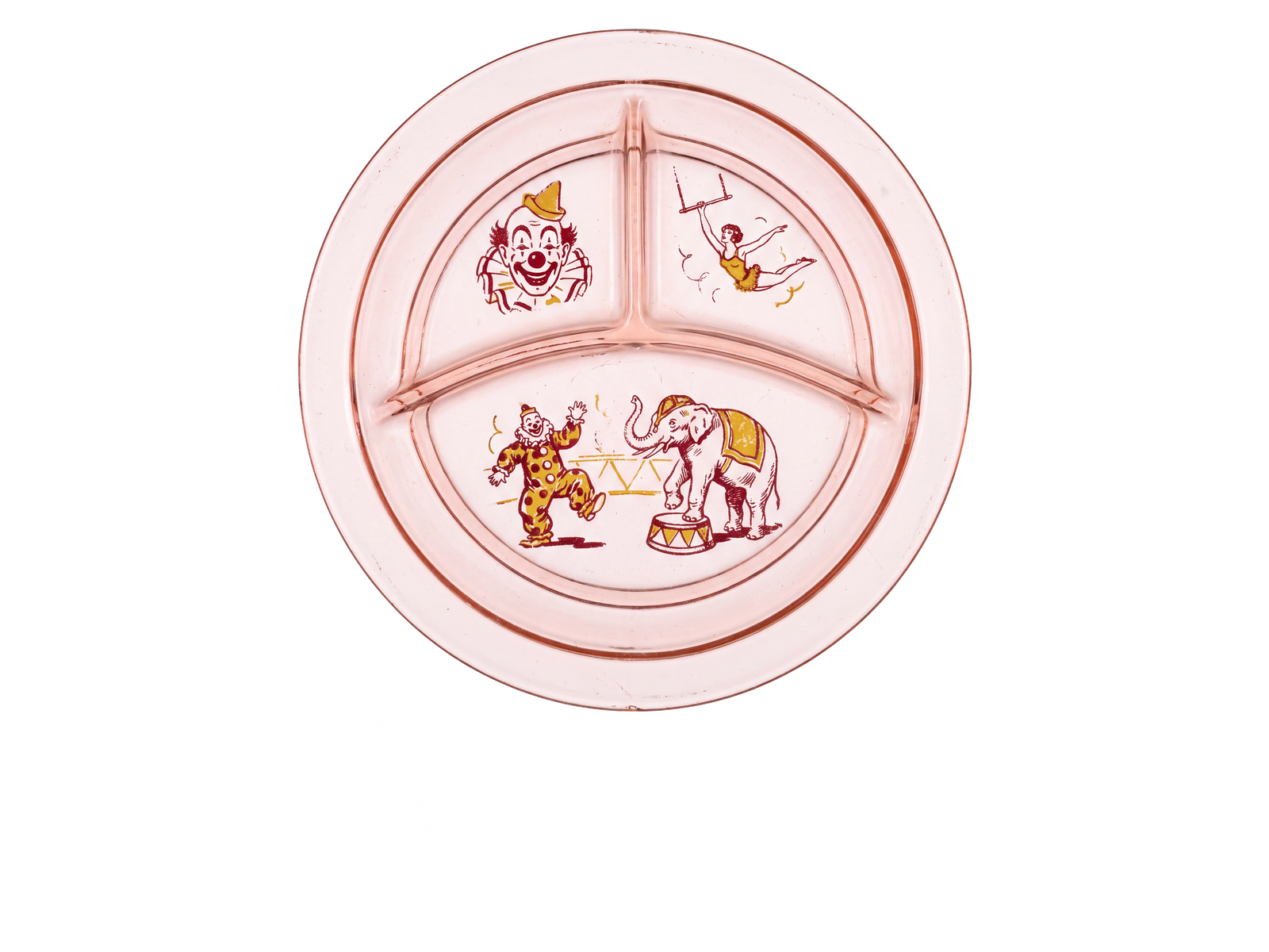 Hazel-Atlas Pink Circus Divided Baby Plate