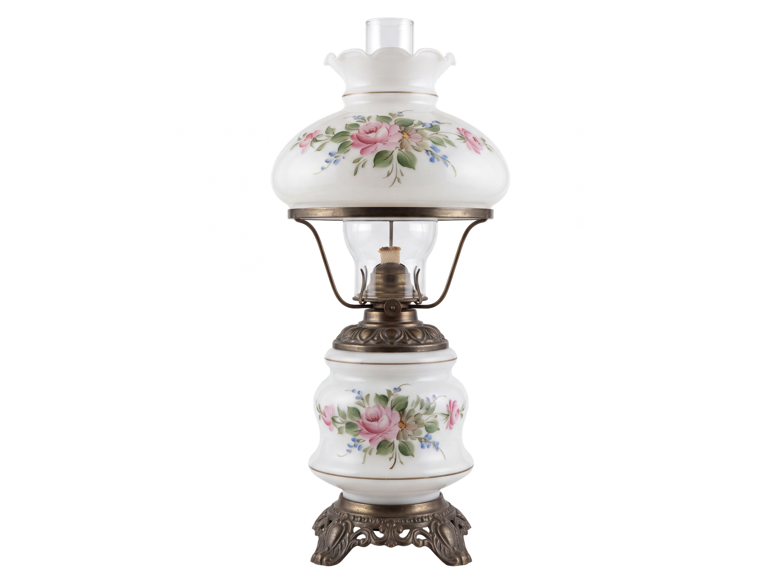 Victorian Revival Milk Glass Hurricane Lamp